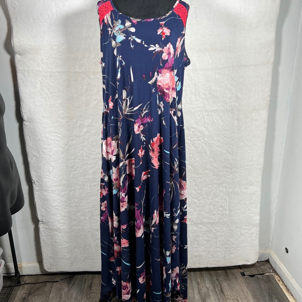 World Unity Floral Maxi Dress Sleeveless‎ Casual Summer Cruise XL